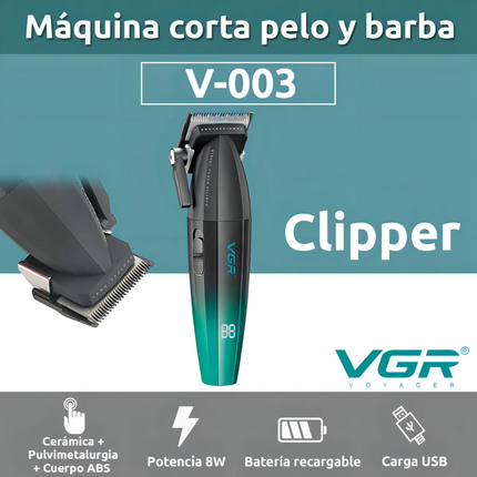Máquina Profesional Corta Pelo Vgr V-003 Turbo 9000 Rpm Usb Verde