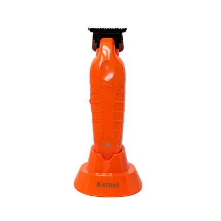 Patillera Trimmer Profesional Kemei KM-2299 Recargable Con Base De Carga Naranja