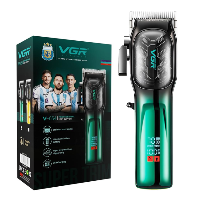 Maquina Para Cortar Pelo Profesional Cortadora De Pelo V-654 Color Verde
