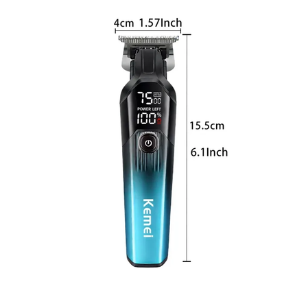Trimmer Patillera Profesional Kemei Km-1358 Inalámbrica Lcd Azul
