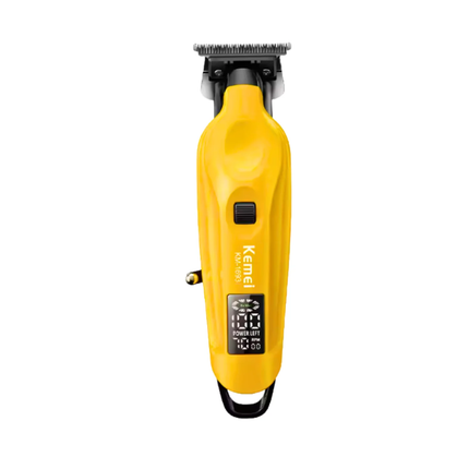 Trimmer Patillera Profesional Kemei KM-1693 Inalámbrica Recargable LCD Amarilla
