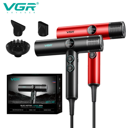 Secador De Pelo Profesional Vgr V-401 110000 Rpm Negro