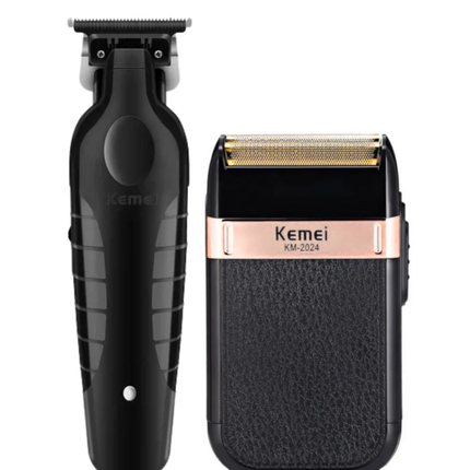 Combo Patillera Trimmer Kemei 2299 + Shever Kemei 2024 Color Negro