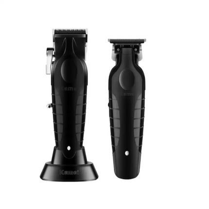 Combo Kemei Profesional De Cortadora Kemei 2296 Y Patillera Kemei 2299 Negro