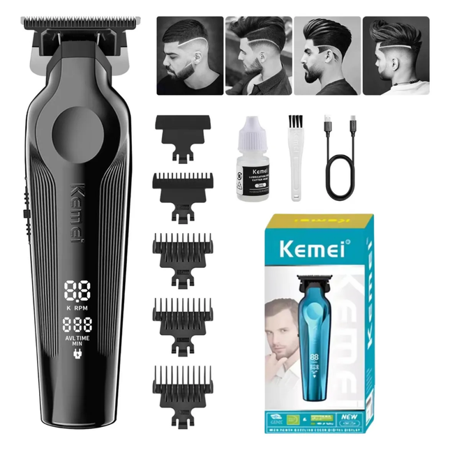 Maquina Patillera Trimmer Recargable Kemei Km-264 Negro