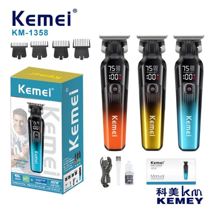 Trimmer Patillera Profesional Kemei Km-1358 Inalámbrica Lcd Azul