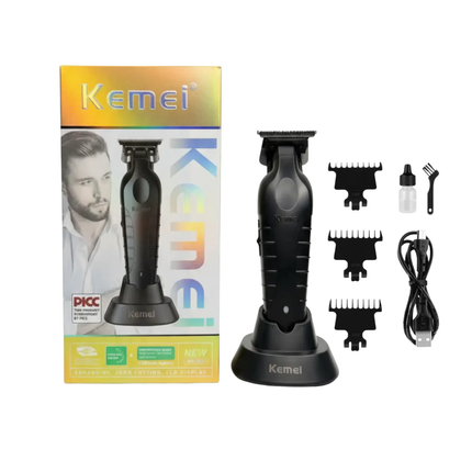 Patillera Trimmer Profesional Kemei KM-2299 Recargable Con Base De Carga Negro