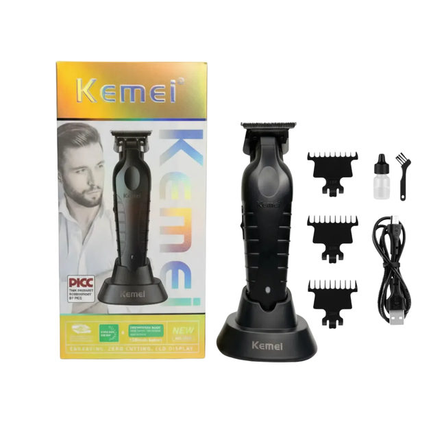 Patillera Trimmer Profesional Kemei KM-2299 Recargable Con Base De Carga Negro