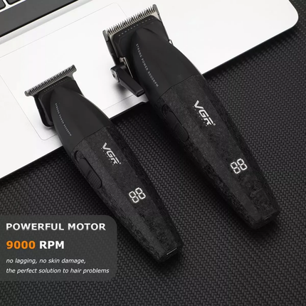 Kit Máquina Barbería Pro Clipper Trimmer VGR V-640 9000 Rpm color Negro