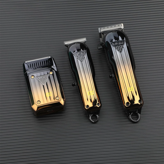 Kit Cortadora Pelo Trimmer Shaver 3en1 Profesional Vgr V-644 Color Negro Y Dorado