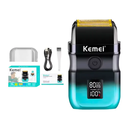 Combo Patillera Trimmer Kemei 1358 + Shever Kemei T420 Azul