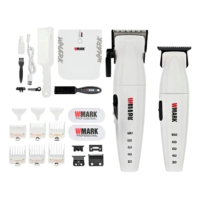 Kit Barber Profesional Wmark Ng-8632 Cortapelo Patillera 9000 Rpm Blanco