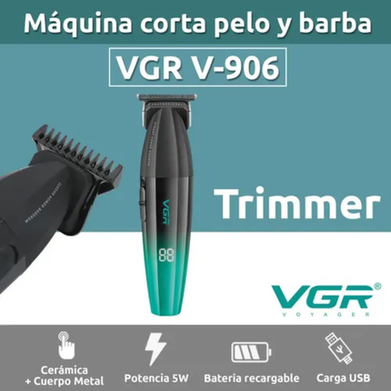 Máquina Patillera Profesional Vgr V-906 Magnetico 9000 Rpm Color Verde