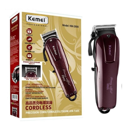 Combo Kemei Cortadora KM-2600 + Patillera KM-2299 + Shaver 1102 Inalámbrico Negro