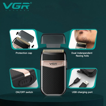 Afeitadora Shaver Corta Barba Calvo Vgr V-331 Recargable