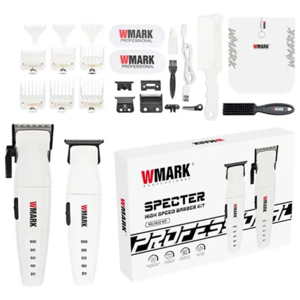 Kit Barber Profesional Wmark Ng-8632 Cortapelo Patillera 9000 Rpm Blanco