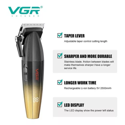 Máquina Profesional Corta Pelo Vgr V-003 Turbo 9000 Rpm Usb Dorado