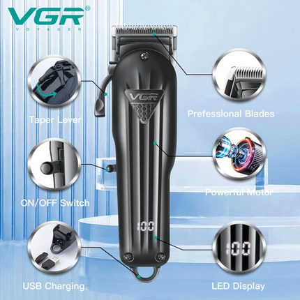 Máquina Profesional Corta Pelo Vgr V-282 Inalambrica Negro