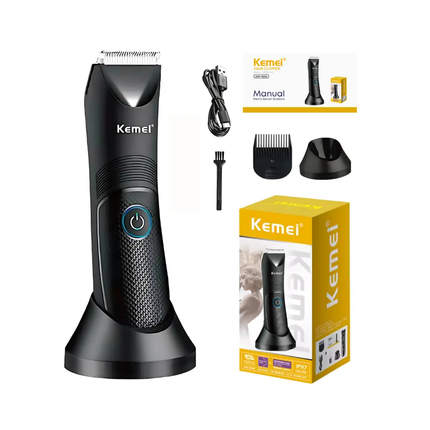 Cortadora de vello corporal y facial Kemei Km-1838, lavable por USB