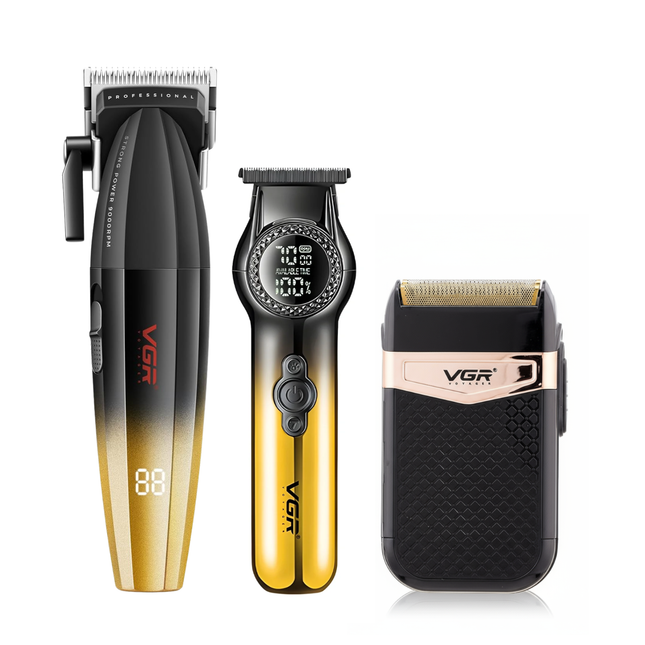 Barber Combo Vgr Cortapelo V003,patillera V990 + Shaver V331 Color Dorado