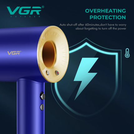 Vgr V-445 Secador De Pelo Profesional 110.000 Rpm Silencioso Azul