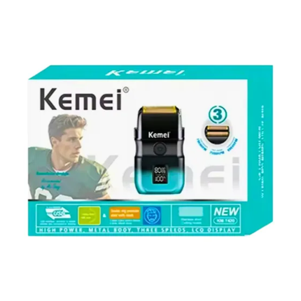 Combo Patillera Trimmer Kemei 1358 + Shever Kemei T420 Azul