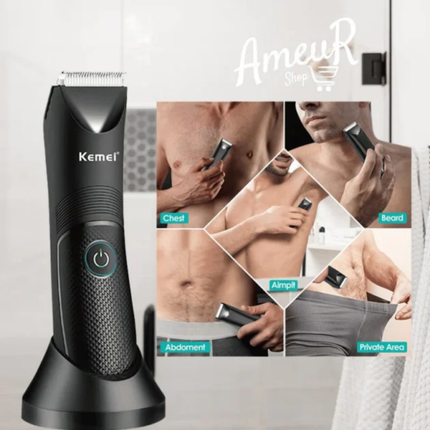 Cortadora de vello corporal y facial Kemei Km-1838, lavable por USB