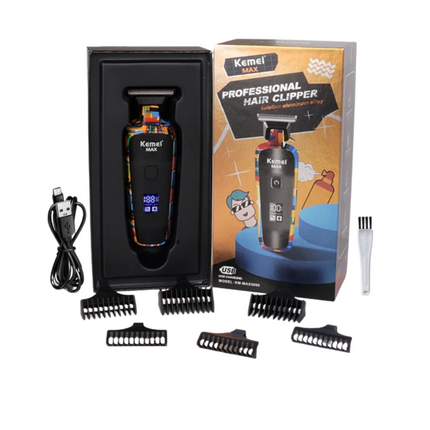 Maquina Cortadora De Pelo Y Barba Kemei Max5090 Con Pantalla