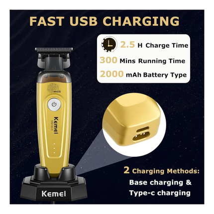 Kemei Combo Profesional Clipper KM 90-4 + Trimmer KM 90-5 Dorada