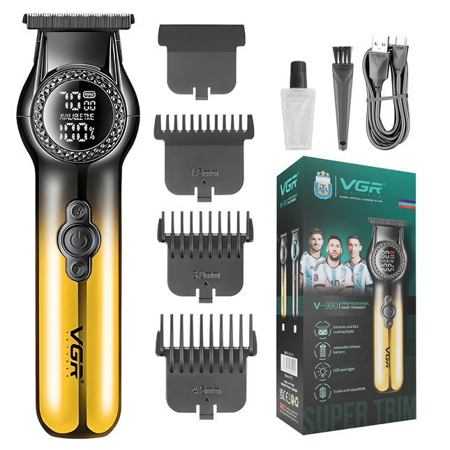 Máquina Trimmer Profesional Vgr V-990 Luz Led Turbo 8000rpm Color Dorado
