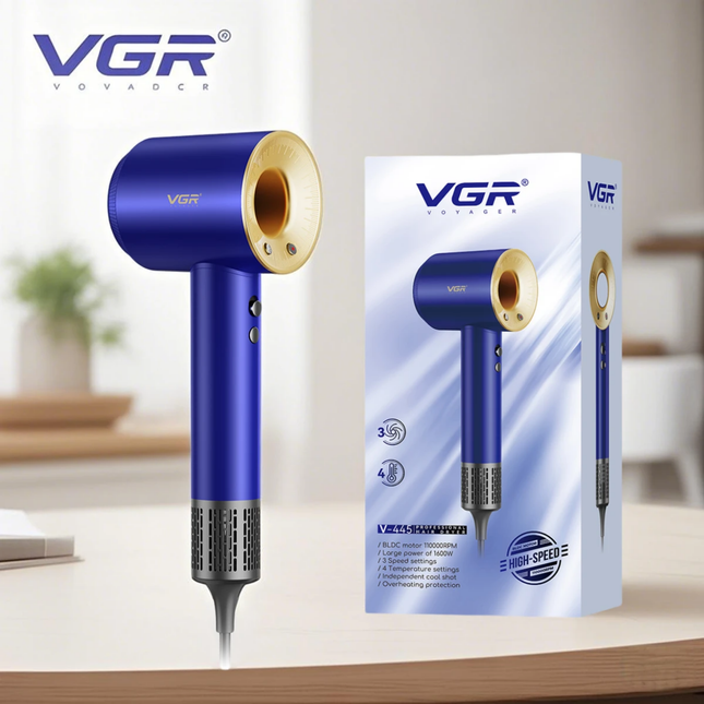 Vgr V-445 Secador De Pelo Profesional 110.000 Rpm Silencioso Azul