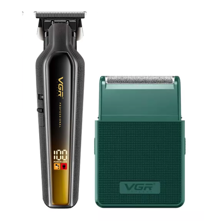 Combo Vgr Patillera V930+shaver Portatil 2en1 Trimmer V-376 Negro