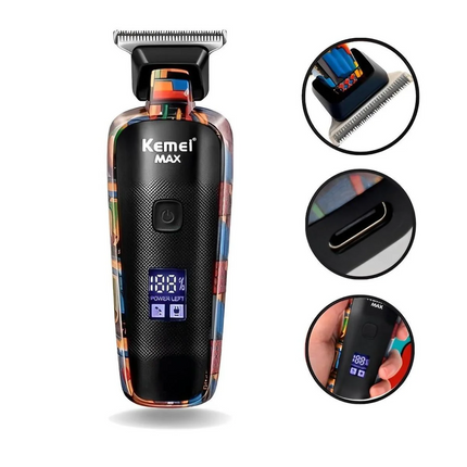 Maquina Cortadora De Pelo Y Barba Kemei Max5090 Con Pantalla