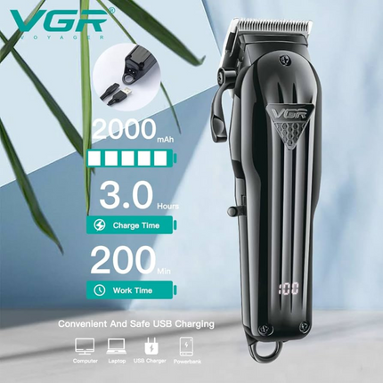 Máquina Profesional Corta Pelo Vgr V-282 Inalambrica Negro