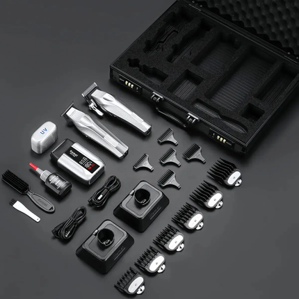 Combo Kit Profesional Kemei S3 3 en 1 – Cortadora de Cabello, Trimmer y Afeitadora Inalámbricas Cuerpo Metálico