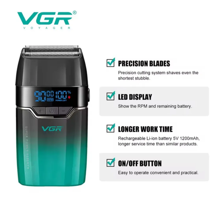 Afeitadora Profesional Shaver Vgr V-308 De 9000 Rpm Verde