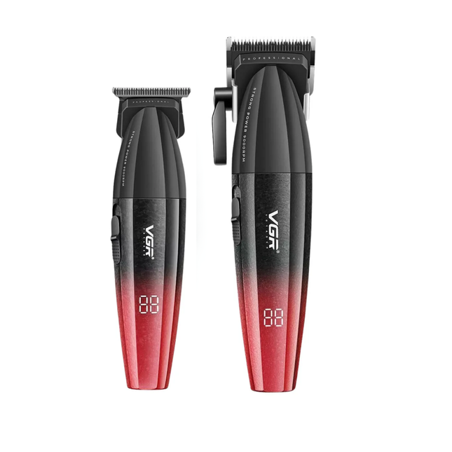 Kit Máquina Barbería Pro Clipper Trimmer VGR V-640 9000 Rpm color Rojo