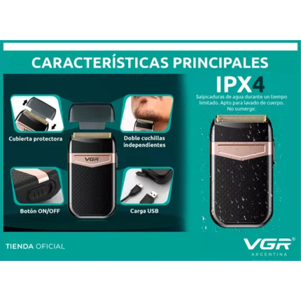 Afeitadora Shaver Corta Barba Calvo Vgr V-331 Recargable