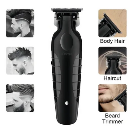 Combo Kemei 2299 Patillera Trimmer y Afeitadora Shaver Kemei 1102 Inalámbrica color Negro