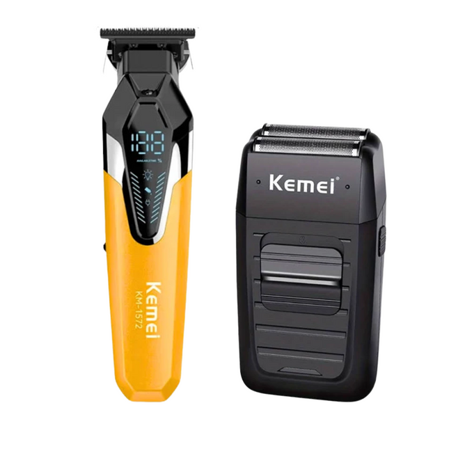 Combo Patillera Trimmer Kemei 1572 + Shever Kemei 1102
