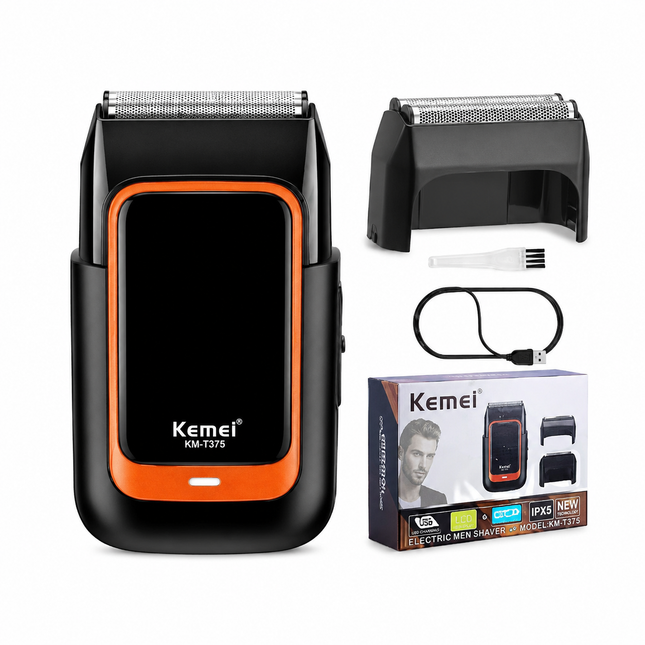 Kemei KM-T375 Afeitadora Eléctrica Profesional 7000 RPM IPX5 Recargable