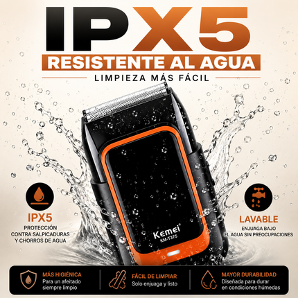 Kemei KM-T375 Afeitadora Eléctrica Profesional 7000 RPM IPX5 Recargable