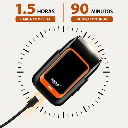 Kemei KM-T375 Afeitadora Eléctrica Profesional 7000 RPM IPX5 Recargable
