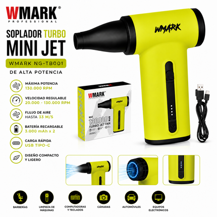 Soplador Turbo Mini Jet Wmark NG-TB001 de Alta Potencia Verde