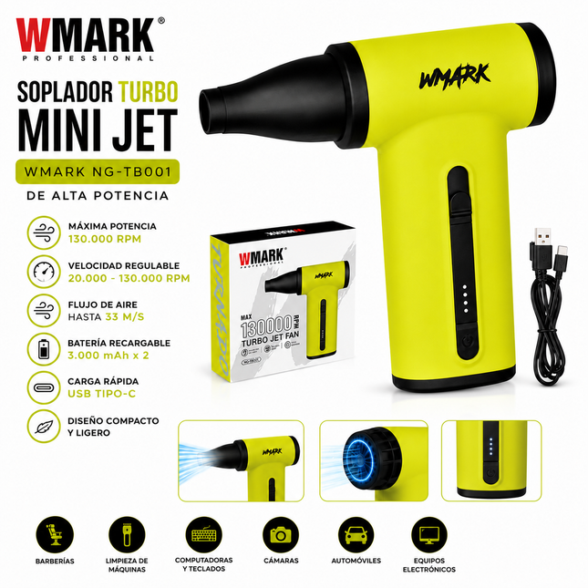 Soplador Turbo Mini Jet Wmark NG-TB001 de Alta Potencia Verde