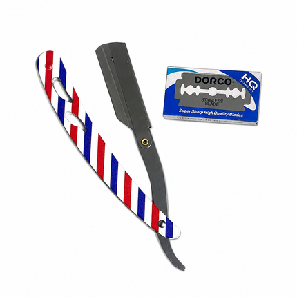 Navaja Navajin Multicolor + Cuchillas, Afeitador Para Barbería