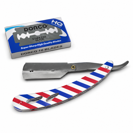 Navaja Navajin Multicolor + Cuchillas, Afeitador Para Barbería