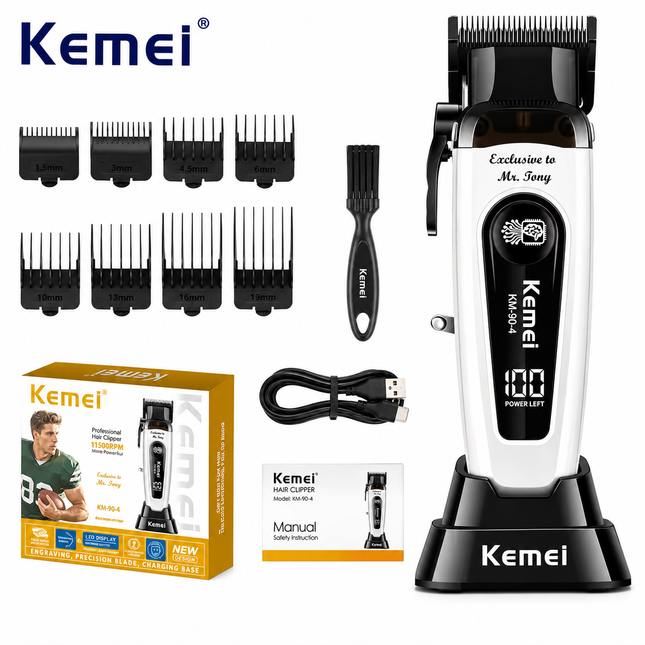 Cortadora De Pelo Profesional Kemei Km-90-4 Blanca 11500 Rpm