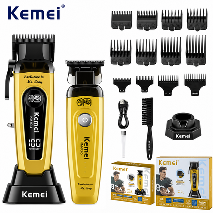 Kemei Combo Profesional Clipper KM 90-4 + Trimmer KM 90-5 Dorada