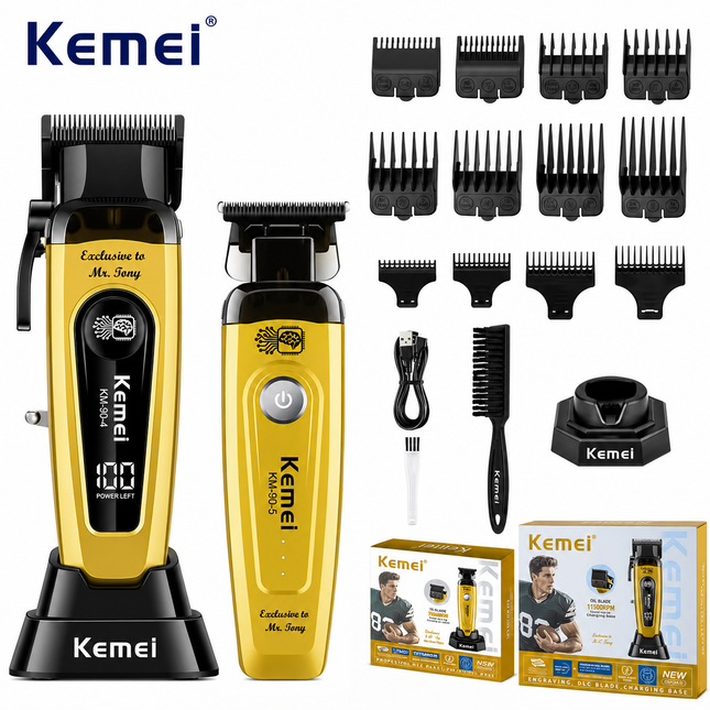 Kemei Combo Profesional Clipper KM 90-4 + Trimmer KM 90-5 Dorada